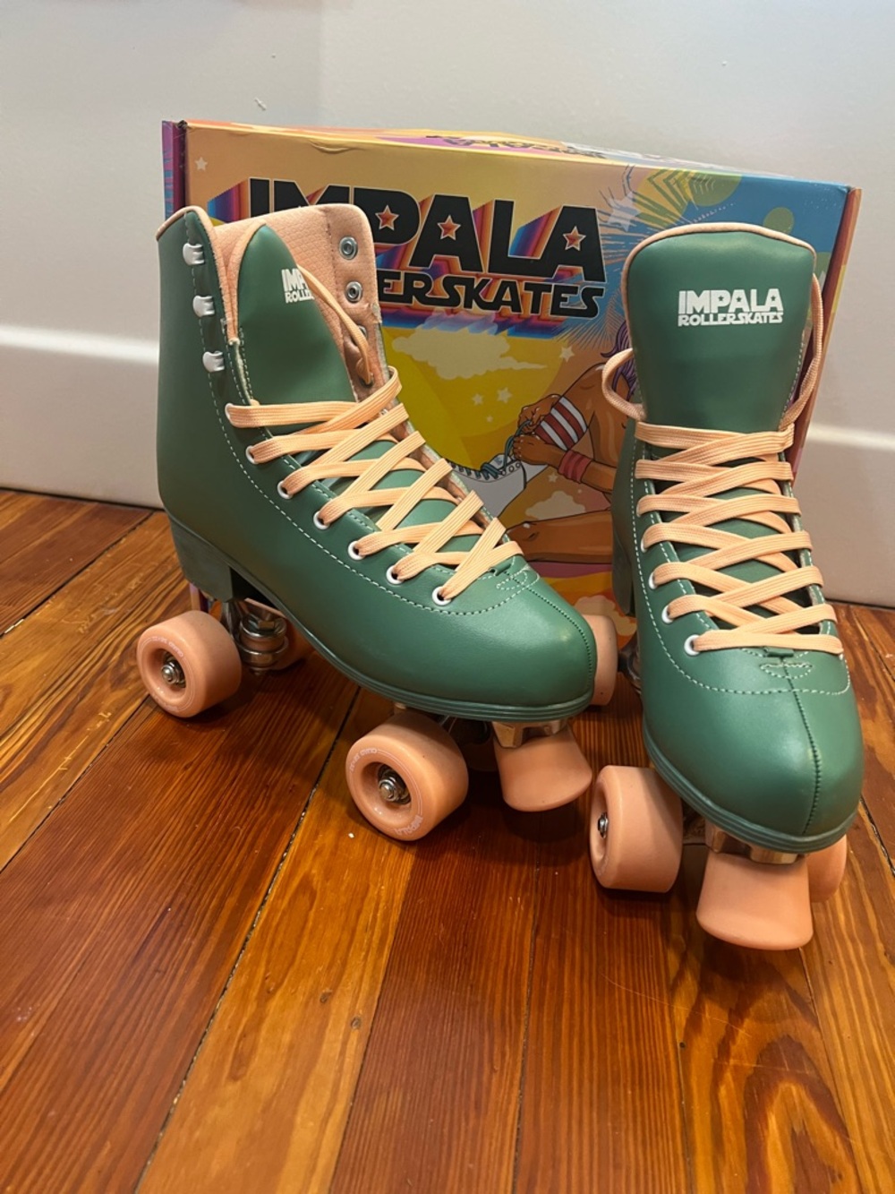 Impala Women's Roller Skates in Green & Peach